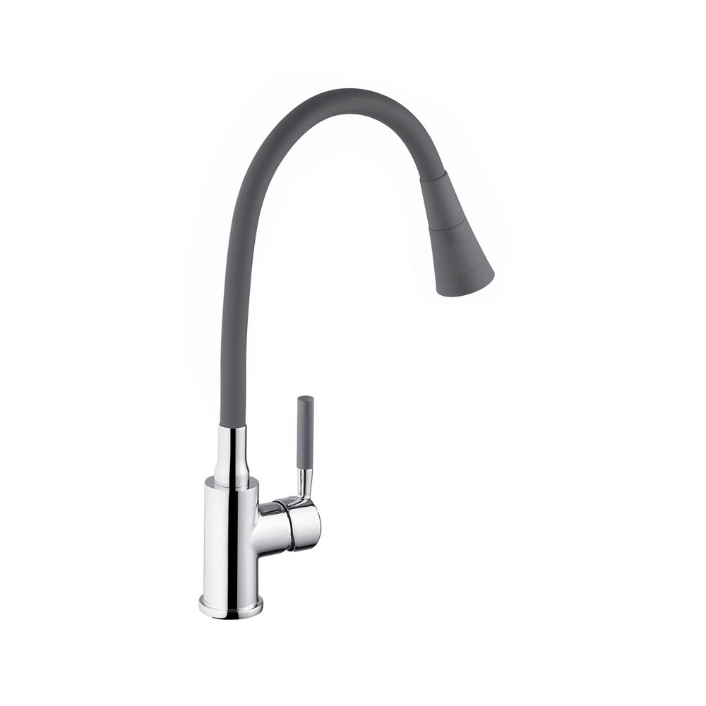 Смеситель для кухни с гибким изливом Kroner KRM Kuche - C132GRA хром/серый Киев - изображение 3