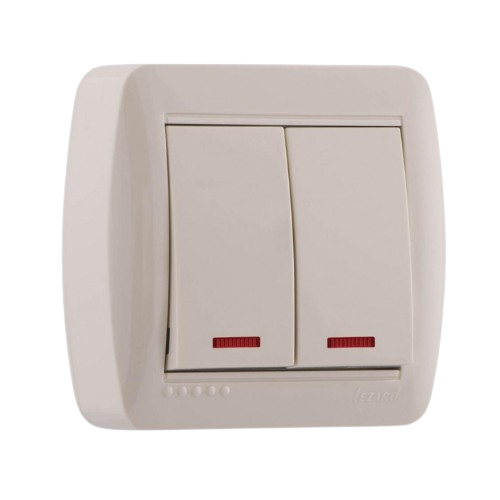 DEMET крем Вимикач зовнішній 2кл з підсвічуванням Лезард Житомир