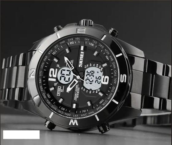 Мужские наручные часы Skmei 1670 (Черный с белым) Винница