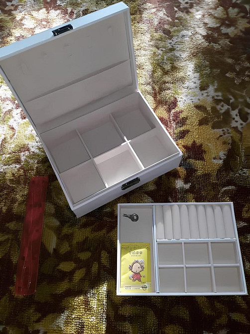 Органайзер для ювелірних виробів RESTEQ — двошарова біла шкатулка для прикрас з відділеннями Київ - фото 3