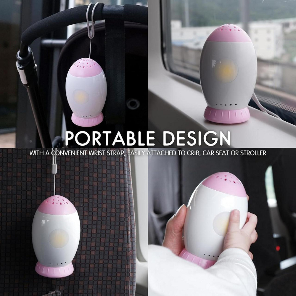 Нічник-проектор для дітей з білим шумом та колисковими, авто-таймер 30/60/90 хв, 8 пісень, 6 звуків, USB-зарядка, рожевий Київ - фото 9