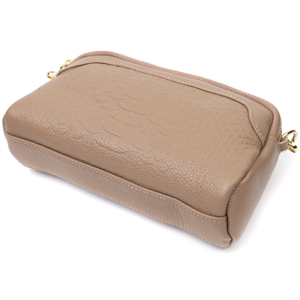 Женская сумка на два отделения из натуральной кожи Vintage 22356 Бежевая Киев - изображение 5