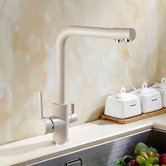 Змішувач для кухні WanFan , для гарячої і холодної води, 2 види подачі води матовий Бежевий Кам'янець-Подільський