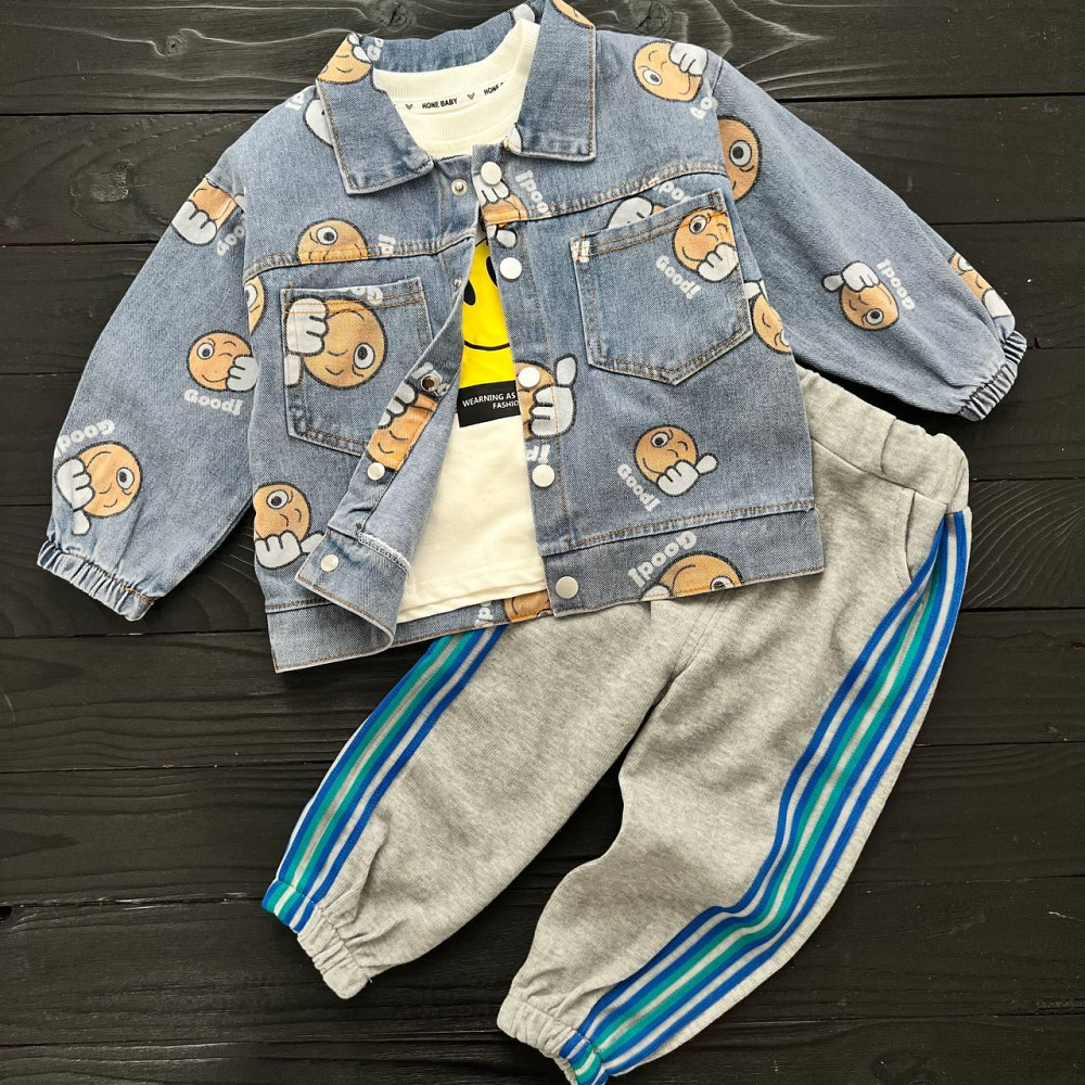 Дитячий Костюм Трійка (Реглан + Джинсовка + Штани) Оранжевий Hone Baby 100 пакунок малюка Киев - изображение 1