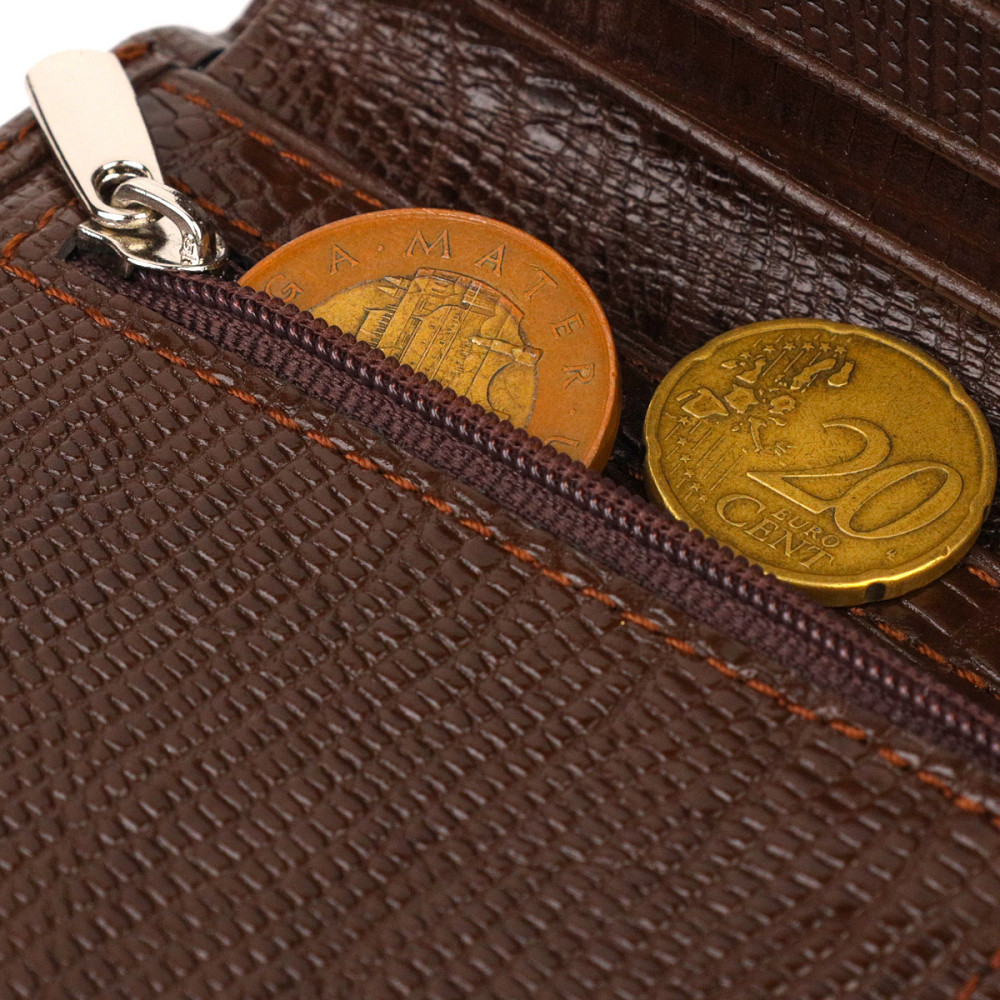 Фактурний гаманець для чоловіків з натуральної шкіри з тисненням CANPELLINI 21927 Коричневий Київ - фото 4