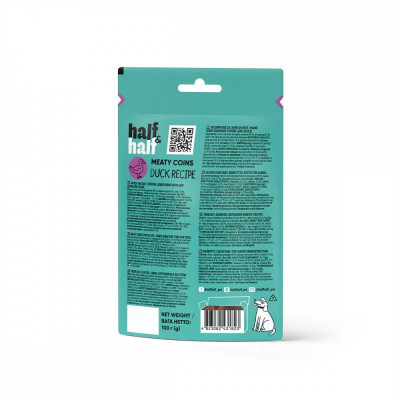 Лакомство для собак Half&Half в форме мясных монет с уткой 100 г (4823082431823) Винница - изображение 3
