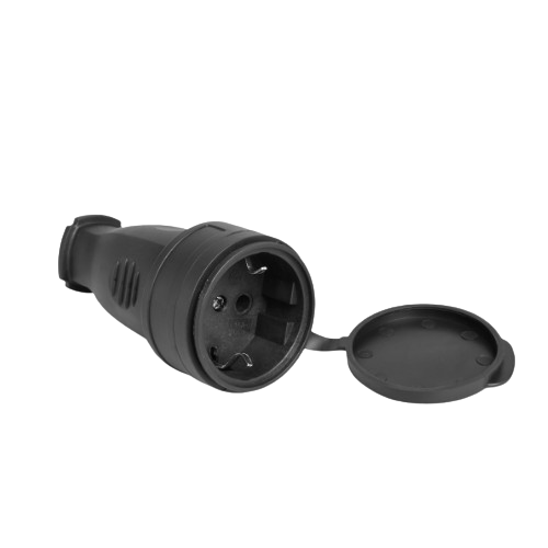 Розетка штепсельна IP44 із заземленням 16А з кришкою чорна Standard Titanum Житомир - изображение 1