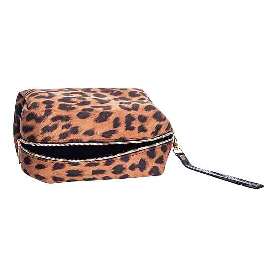 Набір велюрових жіночих косметичок для дому 2 (шт) дорожня косметичка в сумку для косметики, макіяжу, ліків, пензлів Леопард Київ