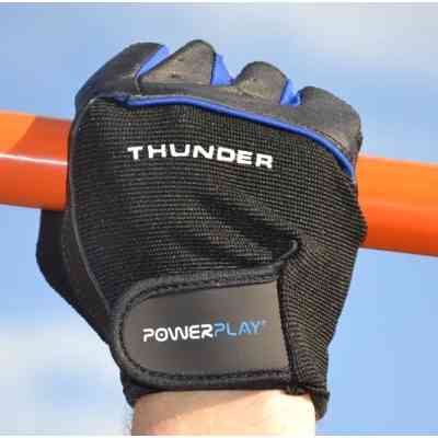 Перчатки для фитнеса PowerPlay 9058 Thunder чорно-сині M (PP_9058_M_Thunder) Винница