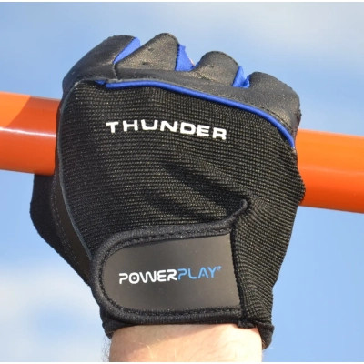 Перчатки для фитнеса PowerPlay 9058 Thunder чорно-сині M (PP_9058_M_Thunder) Винница - изображение 3