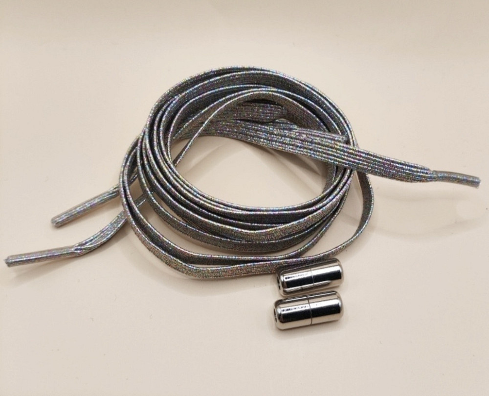 Шнурки эластичные глиттерные с цилиндрической застежкой Разноцветный Светлый Смела - изображение 2