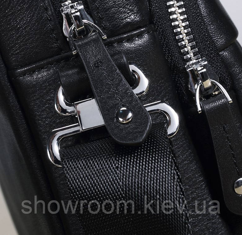 Шкіряна чоловіча сумка Leather Collection (5806) чорна Київ - фото 5