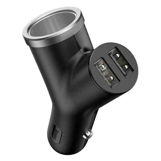 Автомобільний заряд Baseus Y-Type 3.4A 2USB + прикурювач CCALL-YX01 (Чорний) Миколаїв