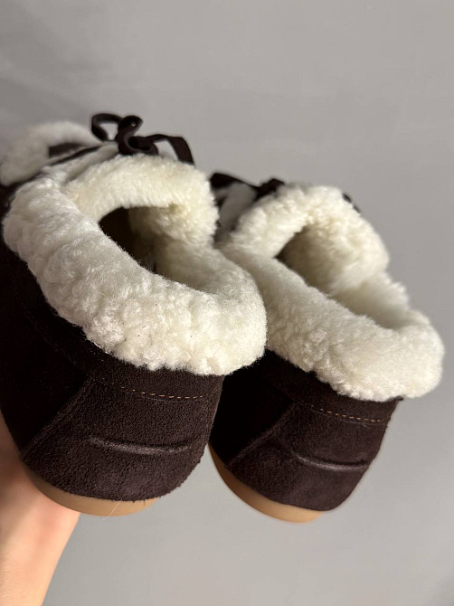 Ботинки женские Hengji 992-6 мокасины замшевые на меху с опушкой коричневые, 36, 23 см Киев - изображение 8