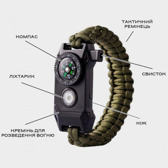 Браслет тактический Besta NanoBand Profi 6 в 1 (компас, фонарик, кремень, свисток, резак, ремешок) Киев - изображение 13