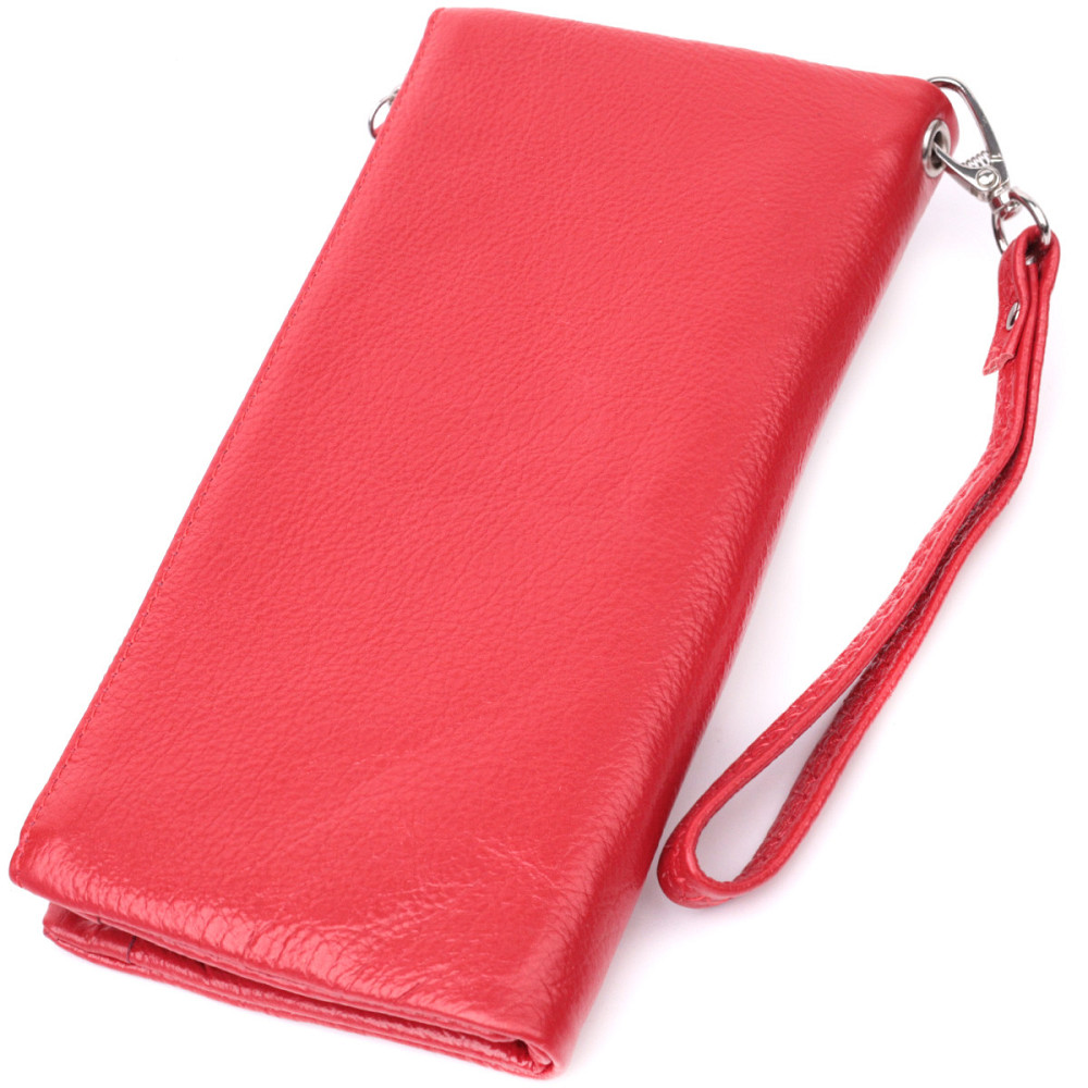 Гаманець-клатч для жінок з двома блискавками з натуральної шкіри ST Leather 22526 Червоний Київ - фото 2