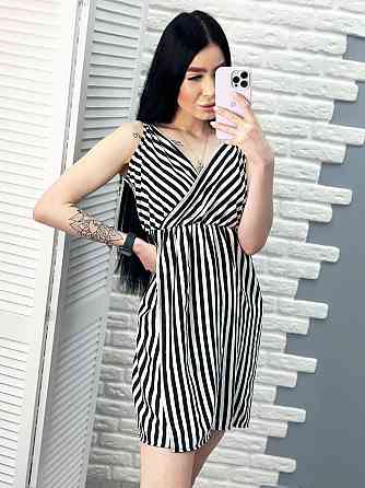 Літня сукня-сарафан у смужку "Indiana" оптом | Норма і батал | Розпродаж моделі 46-48, Чорний Київ