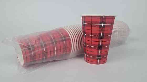 Склянки паперові одноразові 340 мл Юніта карта червона h11 (50 шт.) Харків