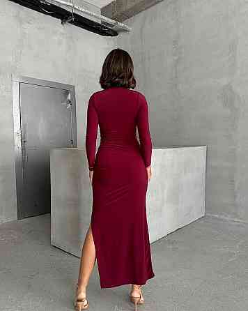 Жіноче класичне привабливе максі плаття креп дайвінг Бордо Одеса