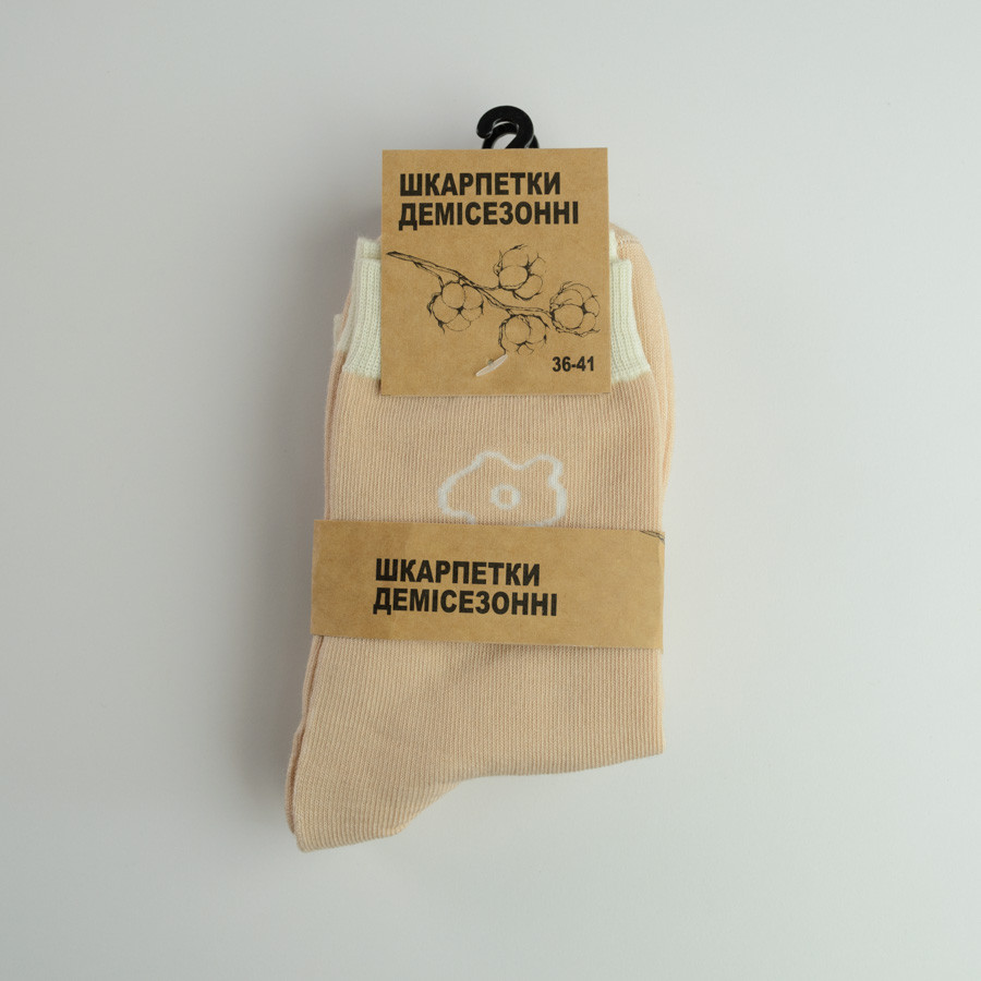Демісезонні шкарпетки жіночі класичні з квіткою GM Textile Високі 36-41 Бежевий Суми - фото 3