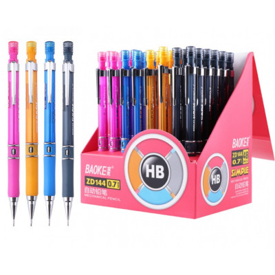 Карандаш механический Baoke НВ 0,7 мм, с гриппом, с ластиком, ассорти (PENCIL-BAO-ZD144) Винница - изображение 1