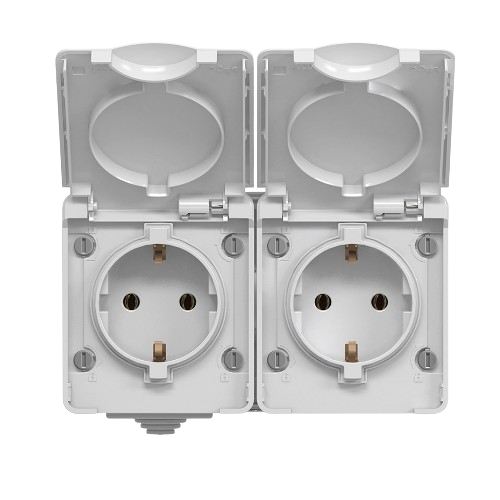 BINERA сірий Розетка зовнішня 2-а із заземленням IP65 Videx Житомир - фото 3