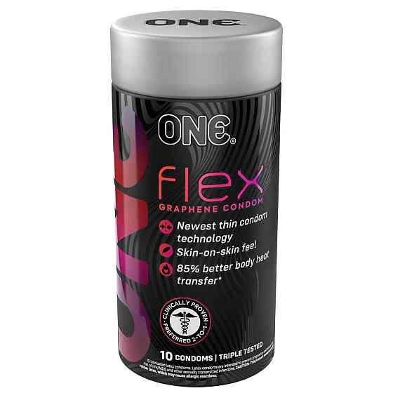 Презервативы ONE Flex Graphene, 10 шт, супертонкие, очень прочные, подарочная упаковка-тубус Sex Aura Киев