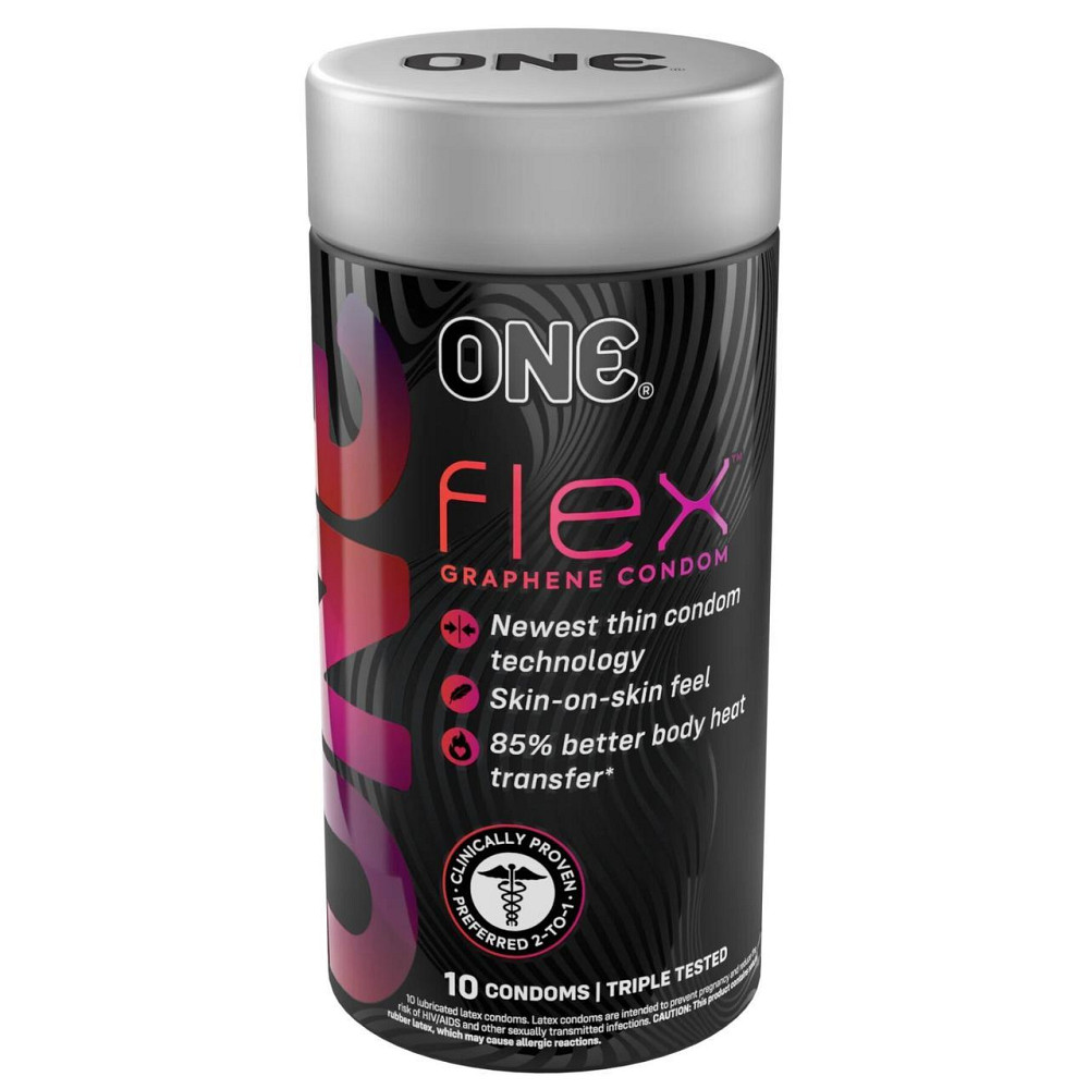 Презервативы ONE Flex Graphene, 10 шт, супертонкие, очень прочные, подарочная упаковка-тубус Sex Aura Киев - изображение 1