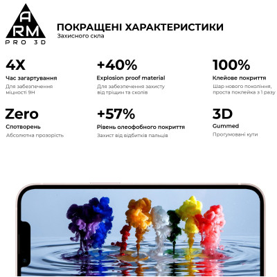 Стекло защитное Armorstandart Pro 3D Apple iPhone 13 Pro Max Black (ARM60265) Винница - изображение 3
