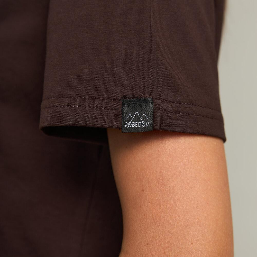 Шоколадная базовая женская футболка Pobedov Freedom. Хлопковая трендовая шоколадная женская футболка Киев - изображение 6