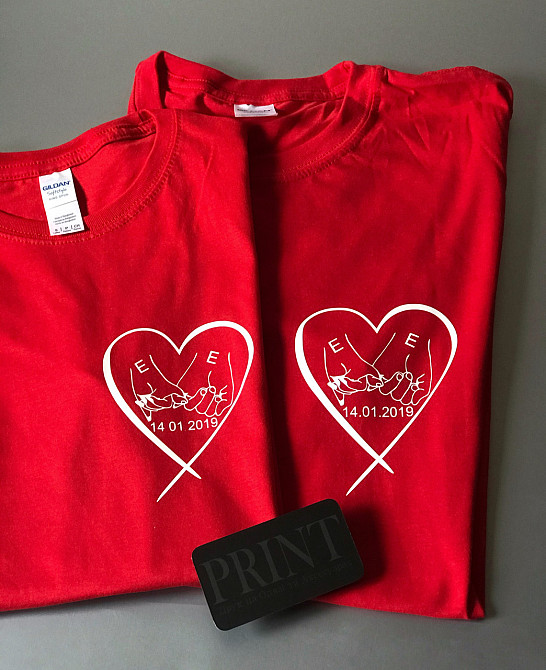 Парні футболки для хлопця і дівчини з датою річниці та власними ініціативами Чернівці - фото 1