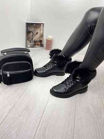 Injers Черевики жіночі INJERS чорні натуральна шкіра зима висота 14см (619-43) Коломыя