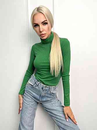 Жіночий гольф в рубчик "Made" оптом | Батал Зелений, 50-52 Київ