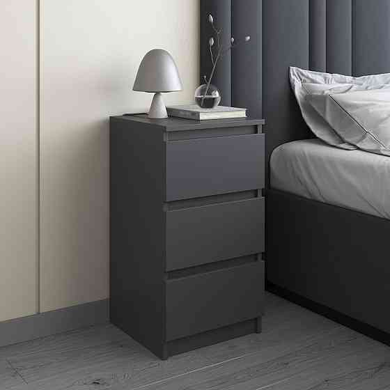 Приліжкова тумба VAYS R-30 Антрацит, 3 шухляди без ручок, ЛДСП 40×40×76 см - тумба в спальню Львів