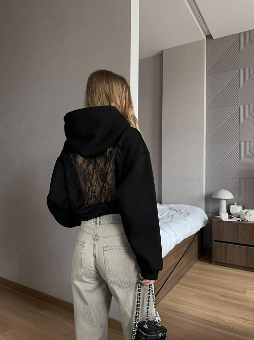 Женская стильная теплая худис открытой спиной трехнить пенье на флисе и кружево. Одесса - изображение 8