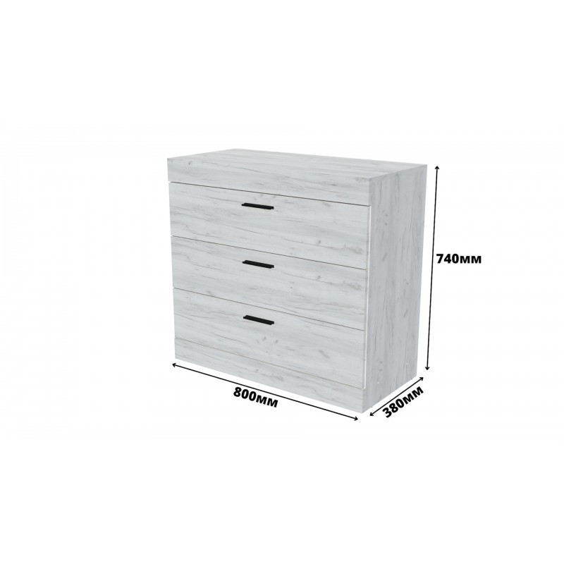 Комод Еверест на 3 ящики Соната-1 80х38х75 дуб крафт білий (DTM-2693) Львів - фото 7