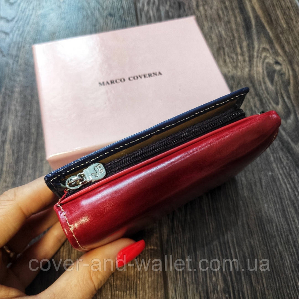 Маленький кожаный женский кошелек красно синего цвета  Marco Coverna MC 2-2068 Киев - изображение 4