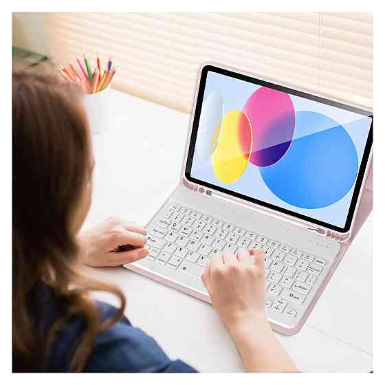 Клавіатурний чохол kenke для iPad 11 A16 11" iPad 10 10.9 Bluetooth знімний тримач Pencil підставка рожевий QWERTZ Київ