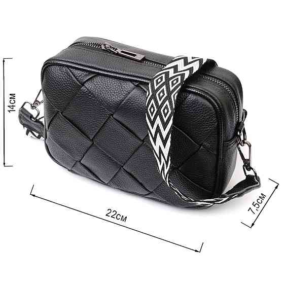 Жіноча сумка з палітуркою з натуральної шкіри Vintage 22406 Чорна Київ