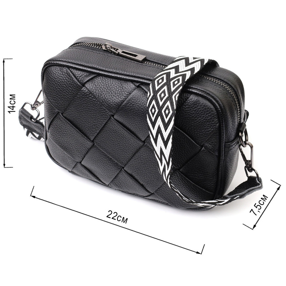 Жіноча сумка з палітуркою з натуральної шкіри Vintage 22406 Чорна Київ - фото 3