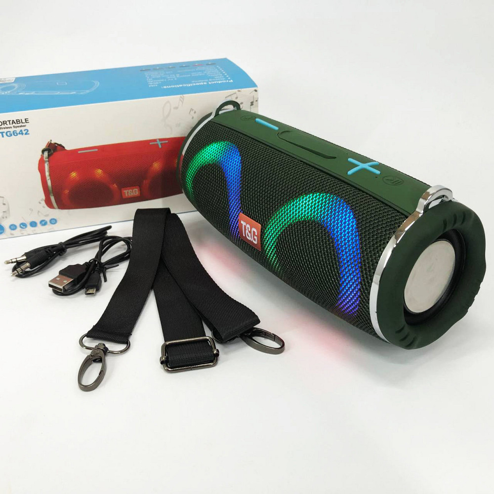 Bluetooth колонка з динамічним підсвічуванням TG642, Бездротова портативна колонка з ремінцем KL-95 Львів - фото 15