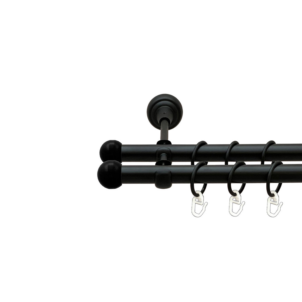 Карниз Orvit Куля Болонь металевий дворядний відкритий Чорний Оксамит 19\19 мм 200 см (00-00013588) Львів - фото 1