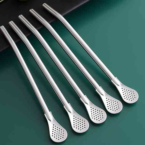 Набор металлических 2в1 трубочек с ситом для коктейля 5шт Винница