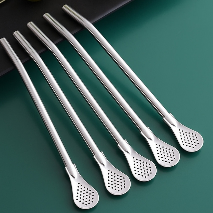 Набор металлических 2в1 трубочек с ситом для коктейля 5шт Винница - изображение 2