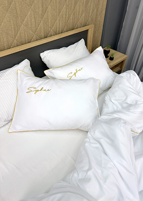 Комплект постільної білизни Сатин, Двоспальний 180х220 Білий (88-153) Київ - фото 8