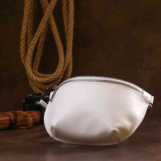 Кожаная женская бананка Shvigel 16384 Белый Киев