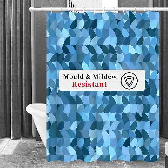 Шторка для ванны из полиэстера водонепроницаемая Bathlux 180x180 см с кольцами, занавеска для ванной комнаты Каменец-Подольский