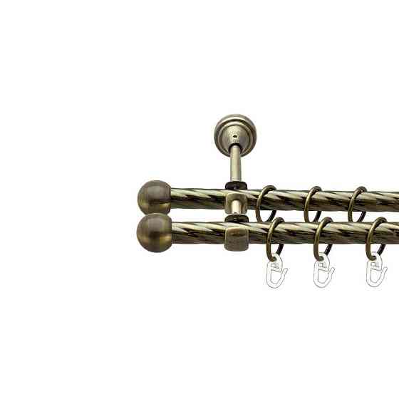 Карниз Orvit Куля Болонь металевий дворядний відкритий скручена труба кільце металеве Антик 16\16 мм 240 см (00-00022475) Львів