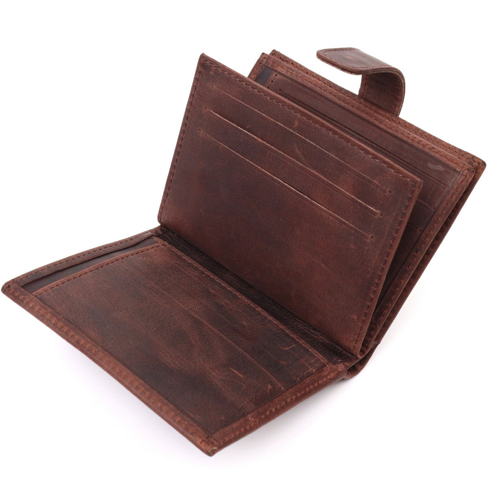 Небольшой мужской кошелек в винтажной коже KARYA 21387 Коричневый Киев - изображение 6