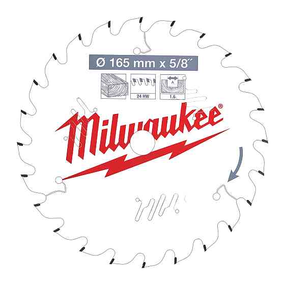 Диск пиляльний PFTE THIN KERF MILWAUKEE, O165х5/8"х1,6мм, 24 зуб. Одеса